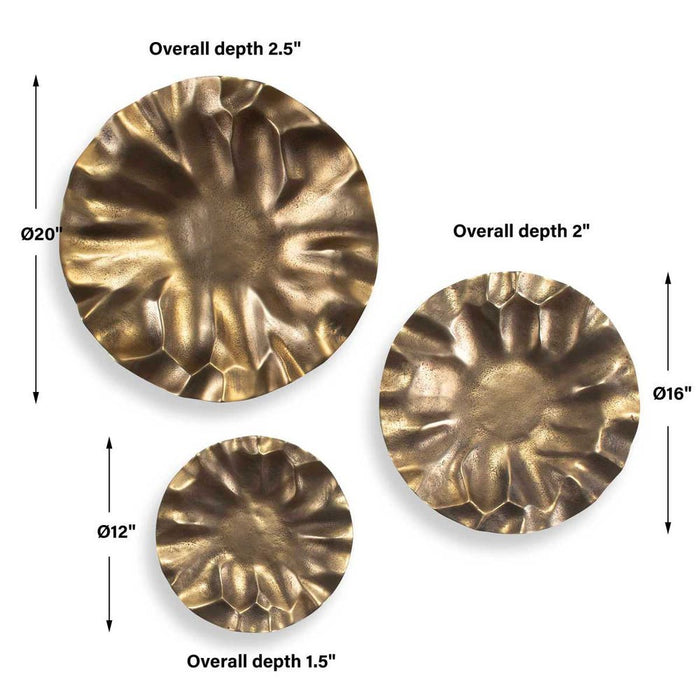 Peonia Outdoor Wall Decor, Gold, S/3