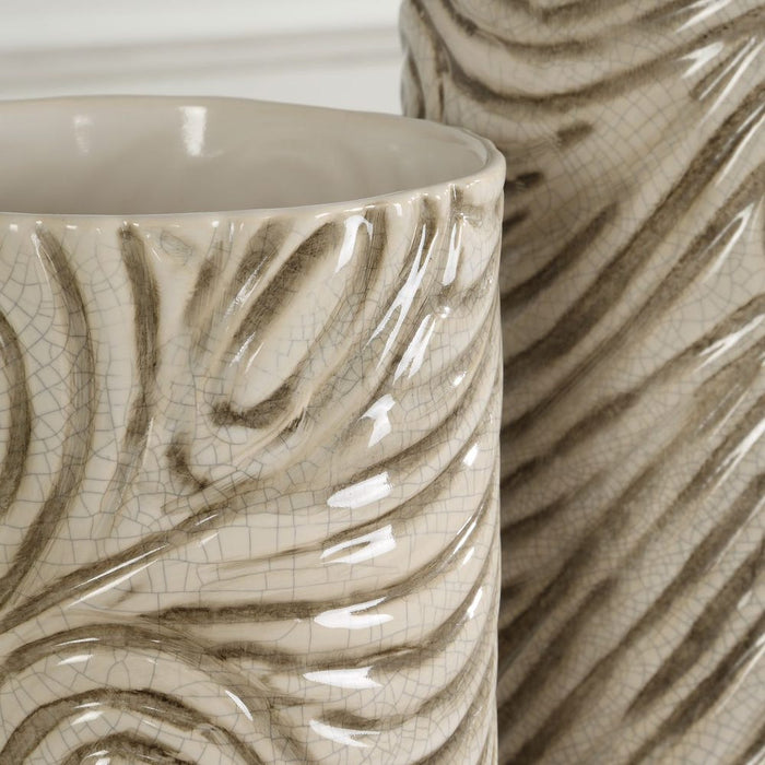 Timber Swirl Vases, S/2