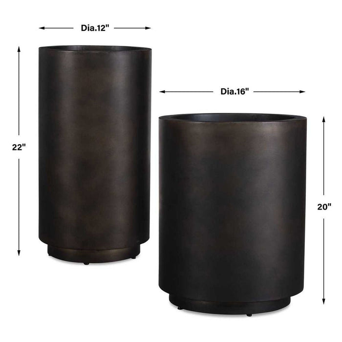 Volcan Outdoor Planters, S/2