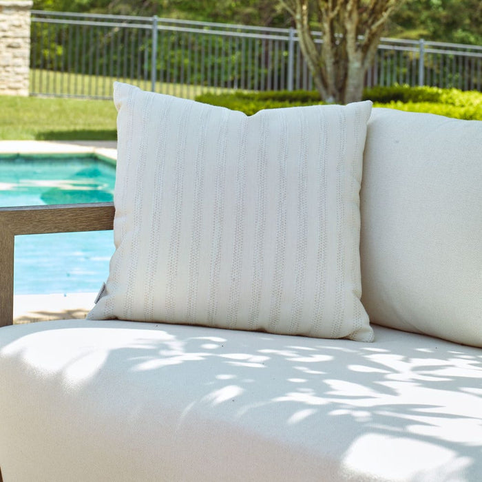 Basket Stripe Outdoor Pillow - Ivory