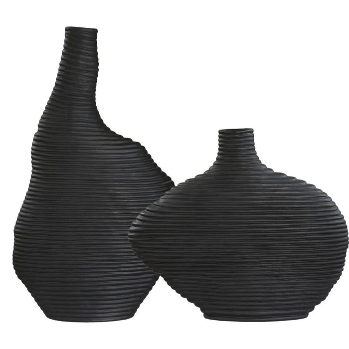 Duostacked Vases, Black, S/2