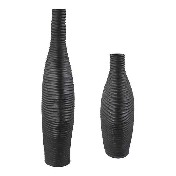 Duostacked Vases, Black, S/2