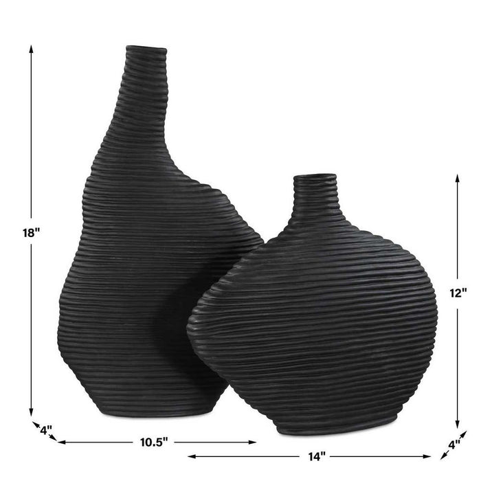 Duostacked Vases, Black, S/2