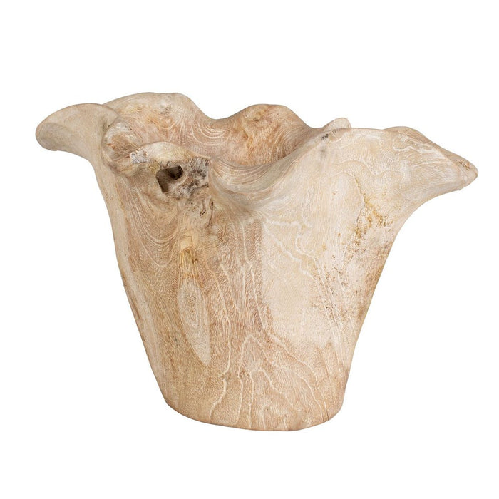 Teak Flow Outdoor Bowl, White Wash