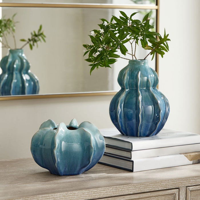 Ocean Wave Outdoor Vases, S/2