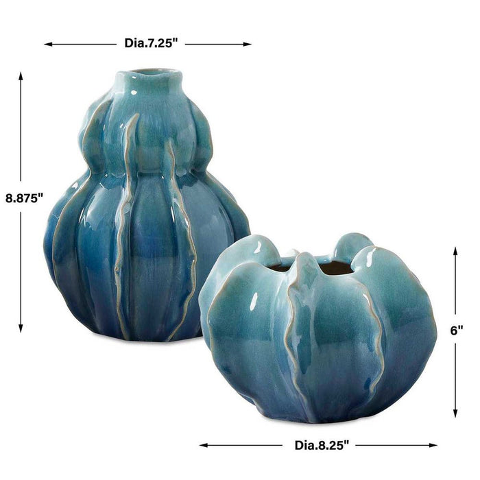 Ocean Wave Outdoor Vases, S/2
