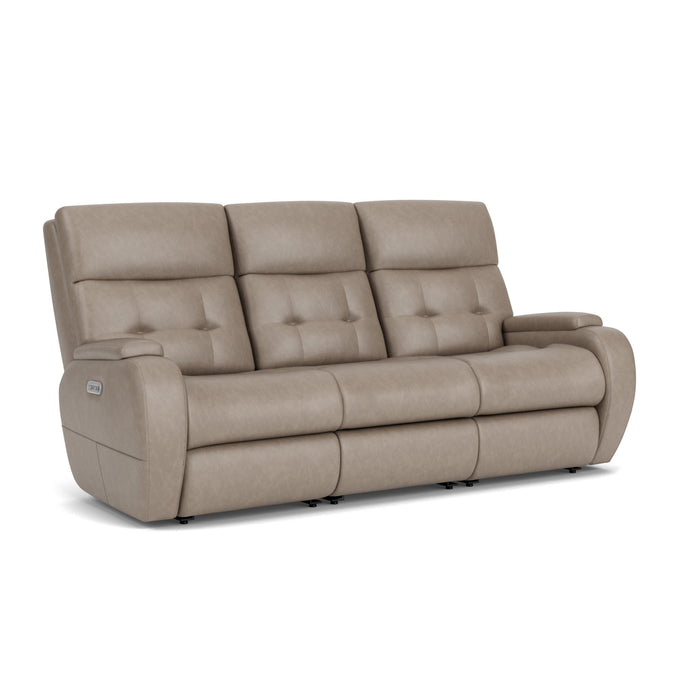 Strait Leather Power Reclining Sofa with Power Headrests