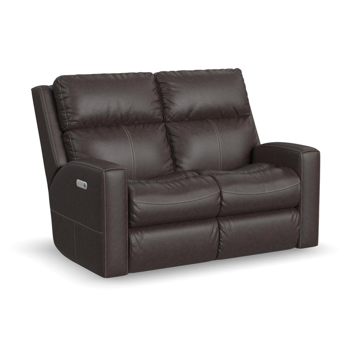 Score Leather Power Reclining Loveseat with Power Headrests & Lumbar