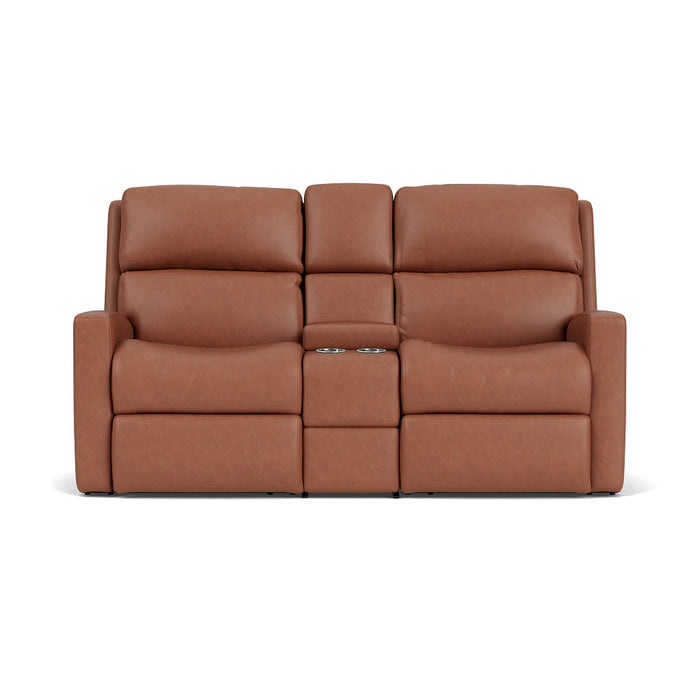 Catalina Leather Reclining Loveseat with Console