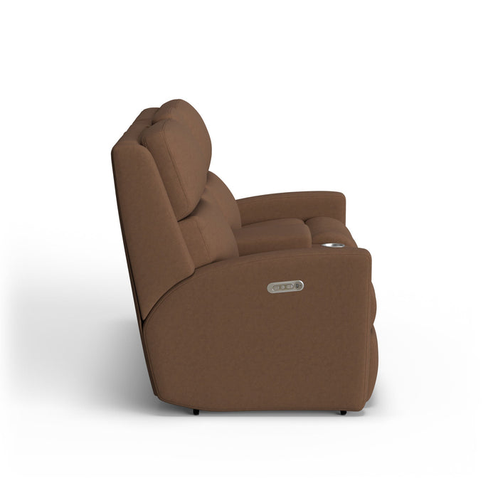 Catalina Leather Power Reclining Loveseat with Console & Power Headrests