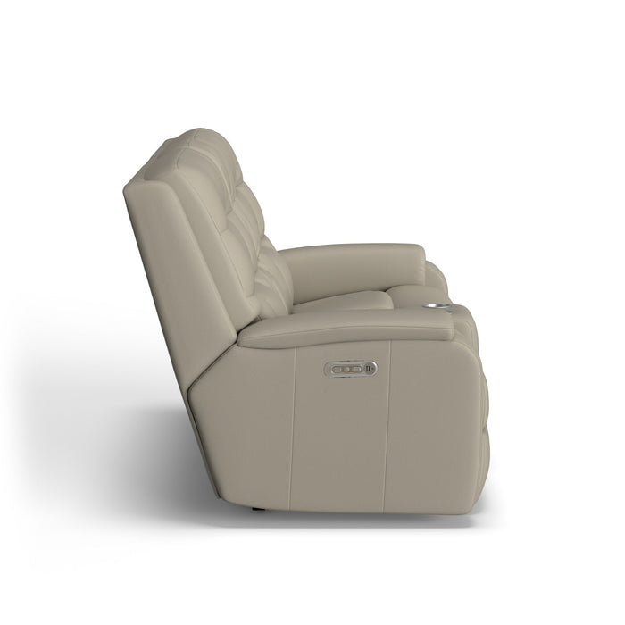 Arlo Leather Power Reclining Loveseat with Console & Power Headrests