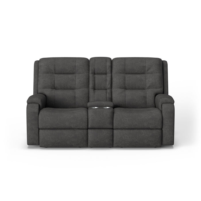 Arlo Leather Power Reclining Loveseat with Console & Power Headrests & Lumbar