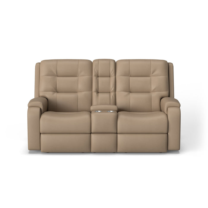 Arlo Leather Power Reclining Loveseat with Console & Power Headrests & Lumbar