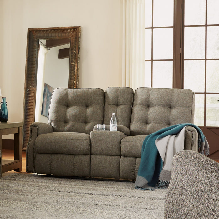 Devon Fabric Reclining Loveseat with Console