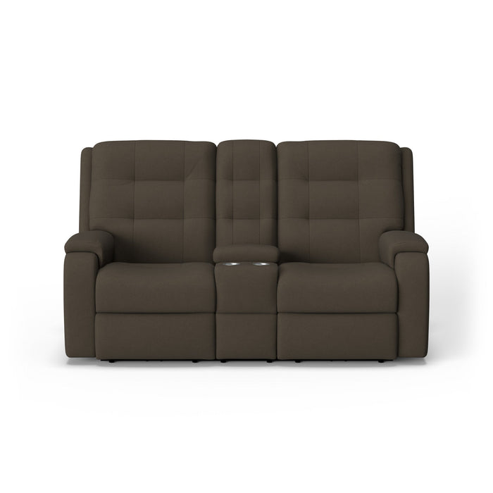 Arlo Fabric Power Reclining Loveseat with Console & Power Headrests