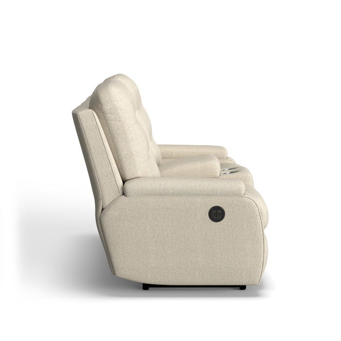 Kerrie Fabric Power Reclining Loveseat with Console