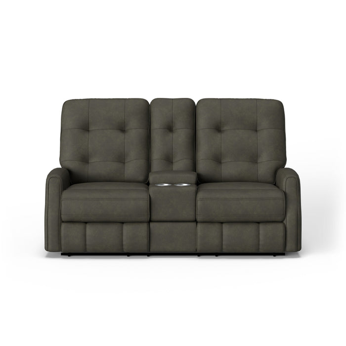 Devon Fabric Power Reclining Loveseat with Console
