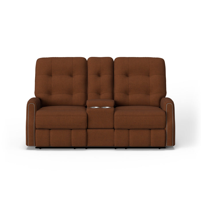 Devon Fabric Power Reclining Loveseat with Console