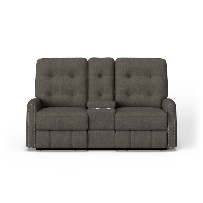 Devon Fabric Power Reclining Loveseat with Console & Power Headrests