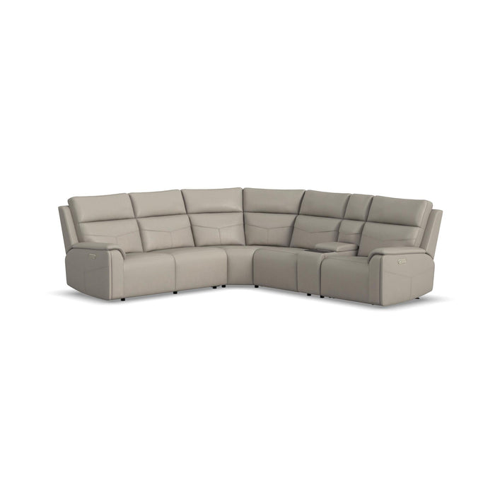 Dove Grey Fabric Power Reclining Sectional with Power Headrest, Lumbar, Heat, & Massage