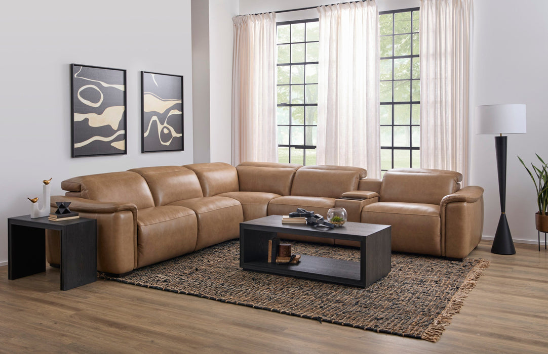 Camden Dusty Taupe Leather Power Reclining Sectional with Power Headrest