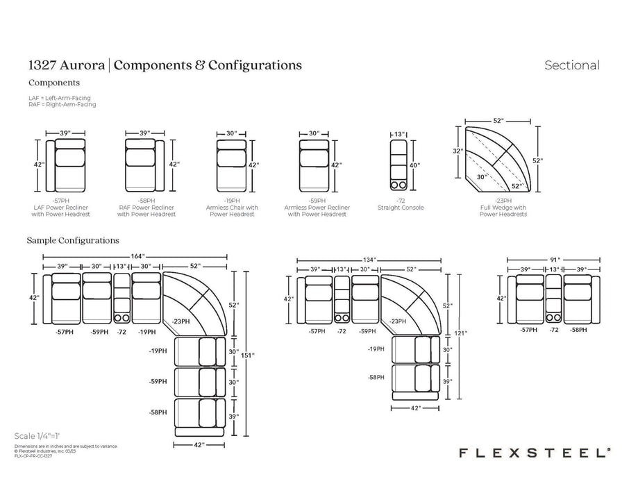 Aurora Ash Leather Power Reclining Sectional with Power Headrests