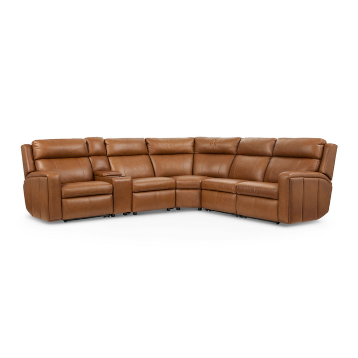 Wyatt Canyon Leather Power Reclining Sectional with Power Headrest & Lumbar