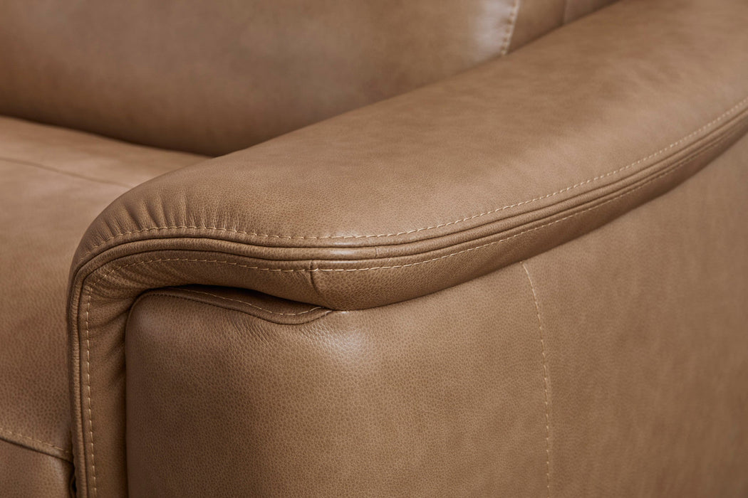 Camden Dusty Taupe Leather Power Reclining Sectional with Power Headrest