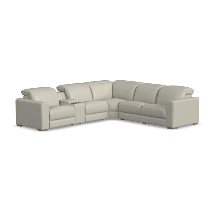 Aurora Coconut Milk Leather Power Reclining Sectional with Power Headrests