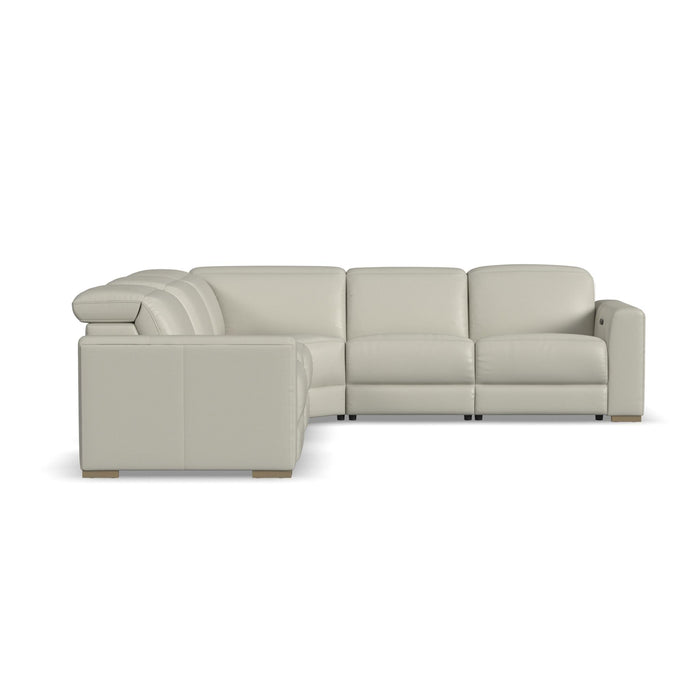 Aurora Coconut Milk Leather Power Reclining Sectional with Power Headrests
