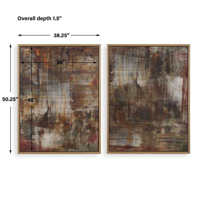 Molten Patina Framed Canvases, S/2