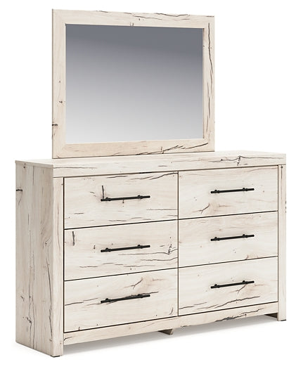 Lawroy Twin Panel Headboard with Mirrored Dresser