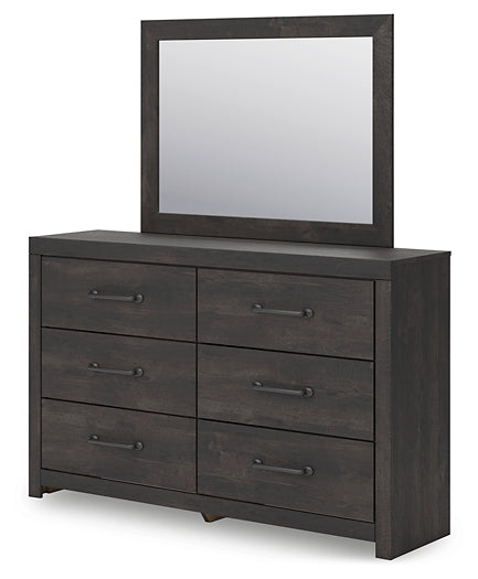 Hollivern Queen Panel Bed with Mirrored Dresser and Nightstand