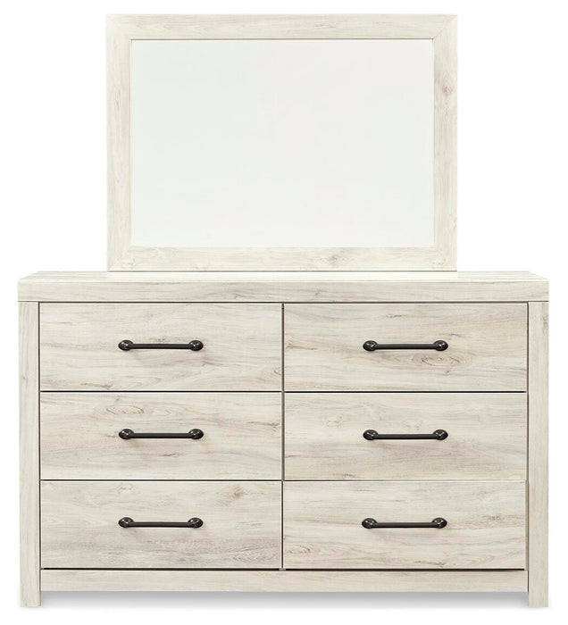 Cambeck Twin Panel Bed with 4 Storage Drawers with Mirrored Dresser