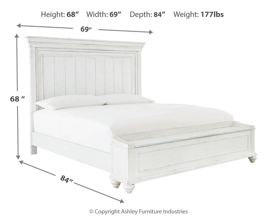 Kanwyn Queen Panel Bed with Storage with Mirrored Dresser, Chest and Nightstand