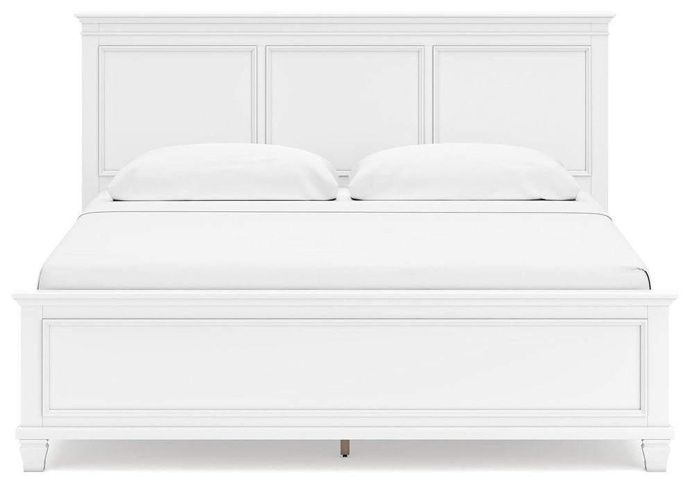 Fortman King Panel Bed with Mirrored Dresser and Nightstand
