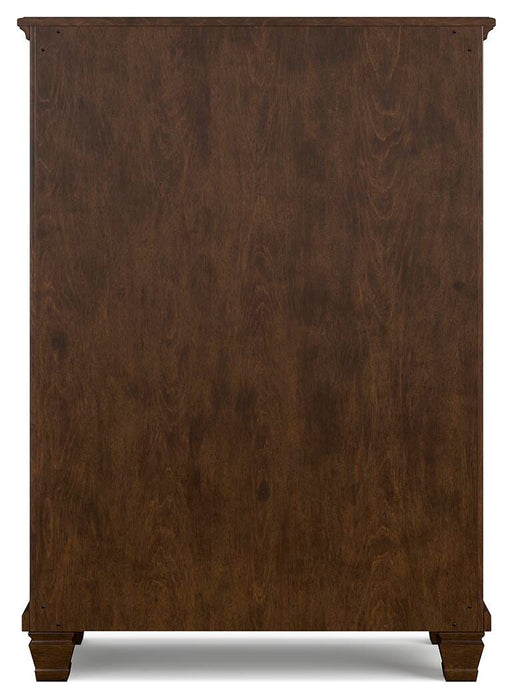 Danabrin California King Panel Bed with Mirrored Dresser, Chest and Nightstand