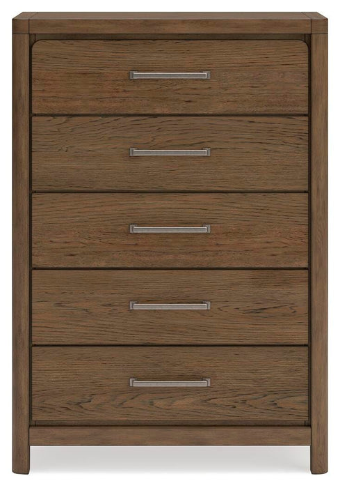 Cabalynn California King Panel Bed with Storage with Mirrored Dresser, Chest and Nightstand