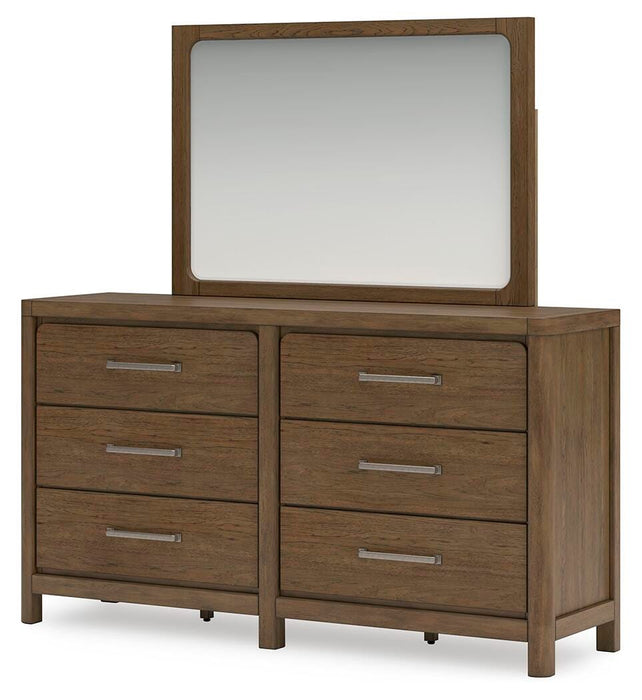 Cabalynn California King Upholstered Bed with Mirrored Dresser, Chest and Nightstand