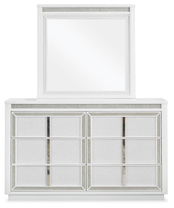 Chalanna Queen Upholstered Storage Bed, Dresser, Mirror, Chest and Nightstand