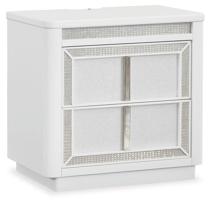 Chalanna Queen Upholstered Storage Bed, Dresser, Mirror, Chest and Nightstand