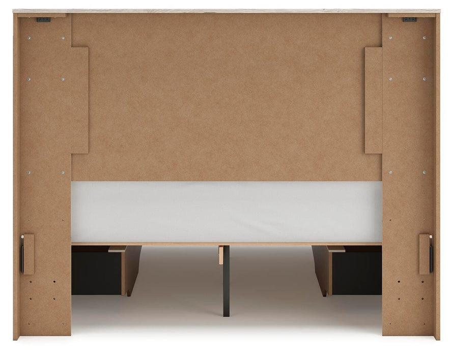 Lawroy Queen Panel Bed with Storage, Dresser, Mirror, Chest and Nightstand