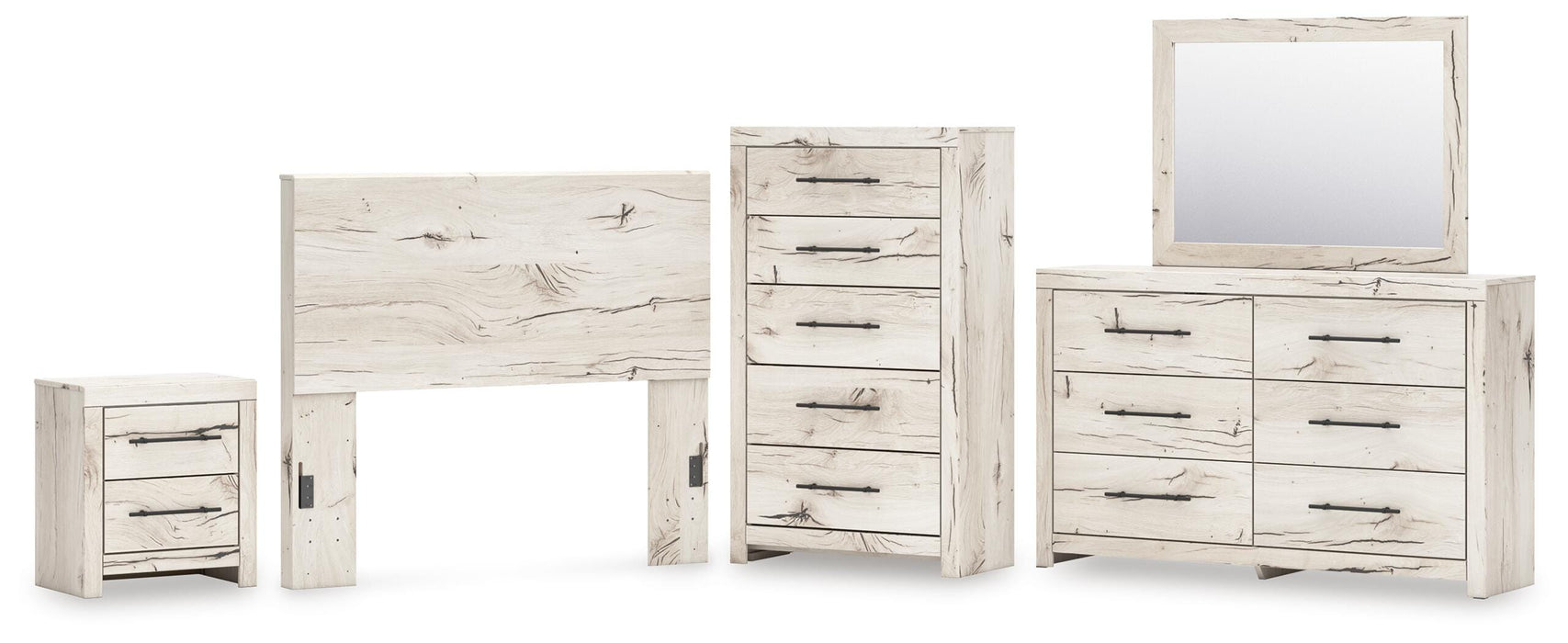 Lawroy Full Panel Headboard, Dresser, Mirror, Chest and Nightstand