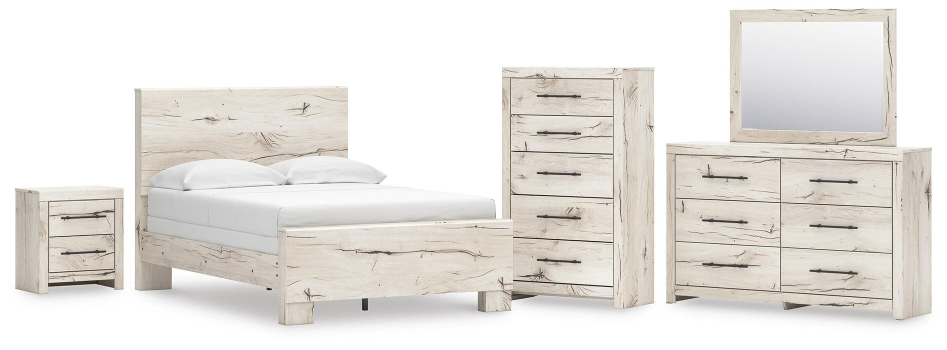 Lawroy Full Panel Bed, Dresser, Mirror, Chest and Nightstand