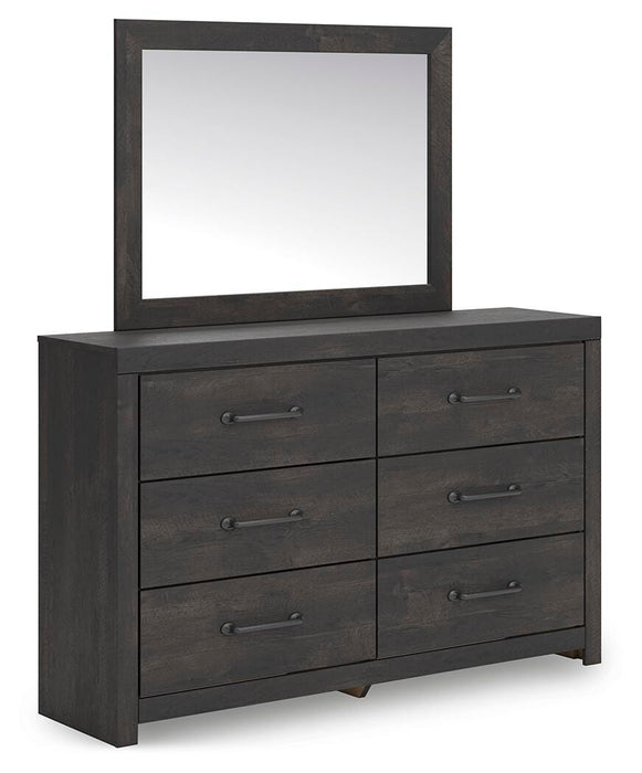 Hollivern King Panel Bed, Dresser, Mirror and Nightstand