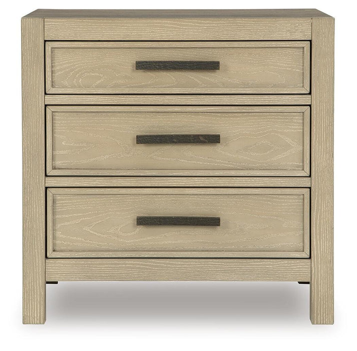 Calmoro King Bookcase Bed with Mirrored Dresser and Nightstand