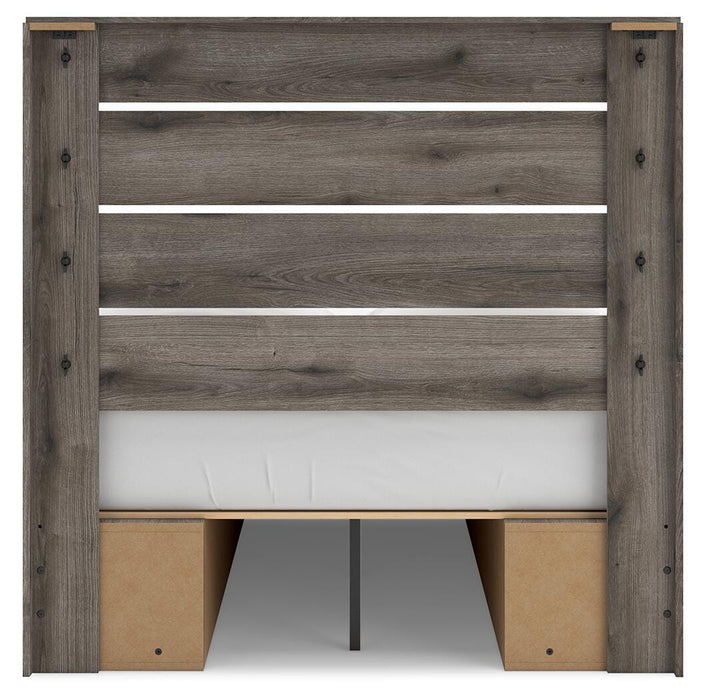 Graystorm Full Panel Bed with Storage, Dresser and Mirror