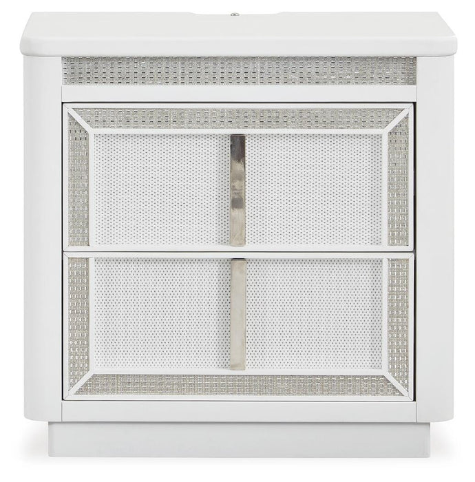Chalanna King Upholstered Storage Bed, Dresser, Mirror, Chest and Nightstand