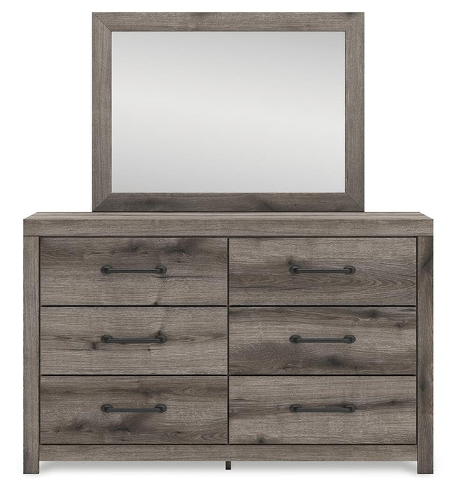 Graystorm King Panel Bed, Dresser, Mirror and Nightstand