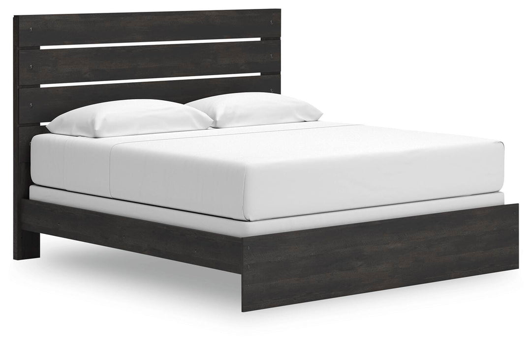 Hollivern King Panel Bed, Dresser, Mirror, Chest and Nightstand